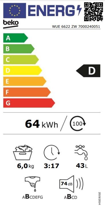 Beko WUE6622ZW nuotrauka