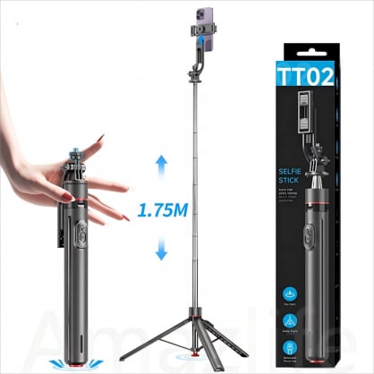 Asmenukių lazda Riff RF-TT02, 1.7 m, su automatinio iššokimo trikoju, Bluetooth .. nuotrauka