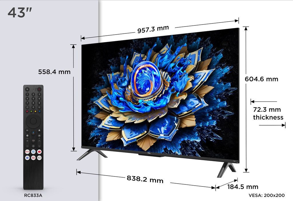 Televizorius TCL 43T69C nuotrauka